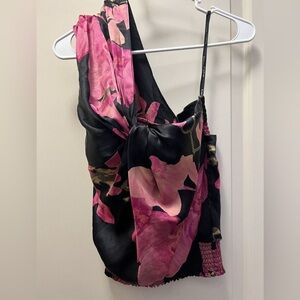 Orchid vine 1 shoulder drape top